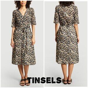 Tinsel Womens Odessa Narcis wrap Dress Black Floral Size S
